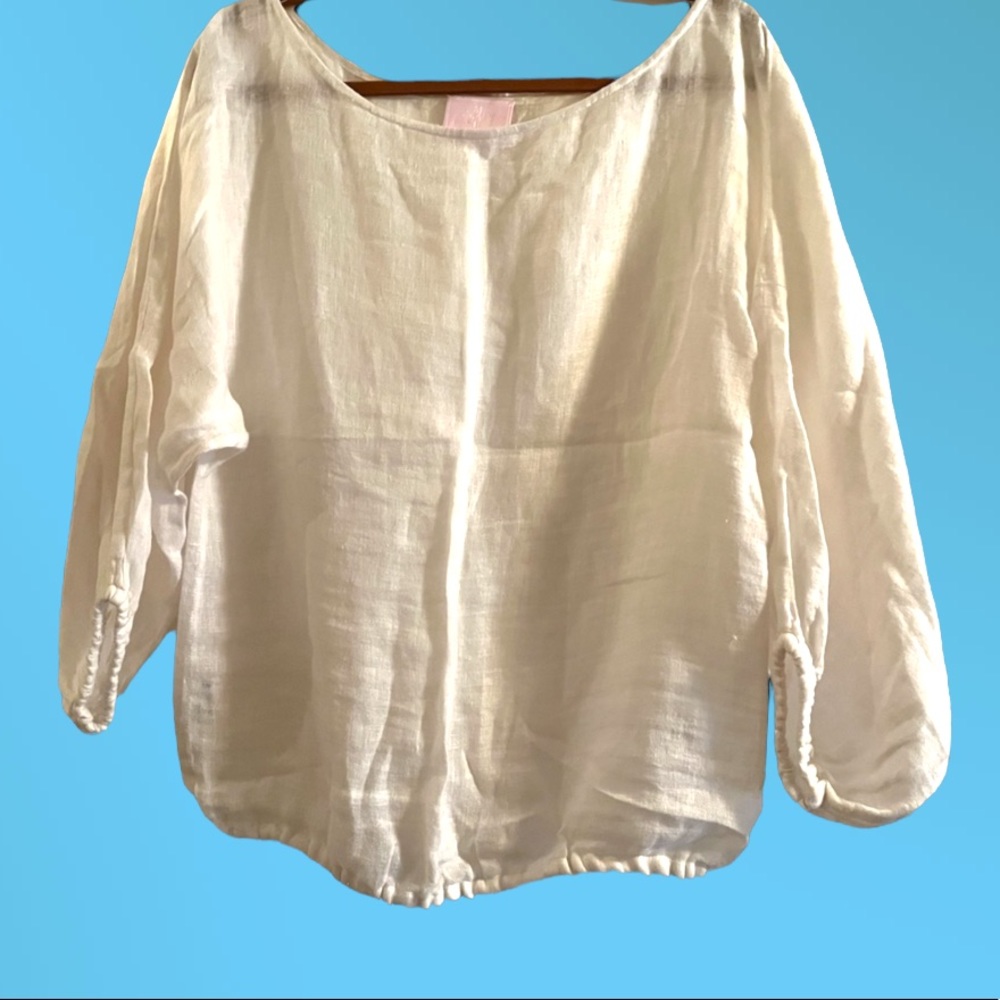 Michelle Farmer White Linen Blouse